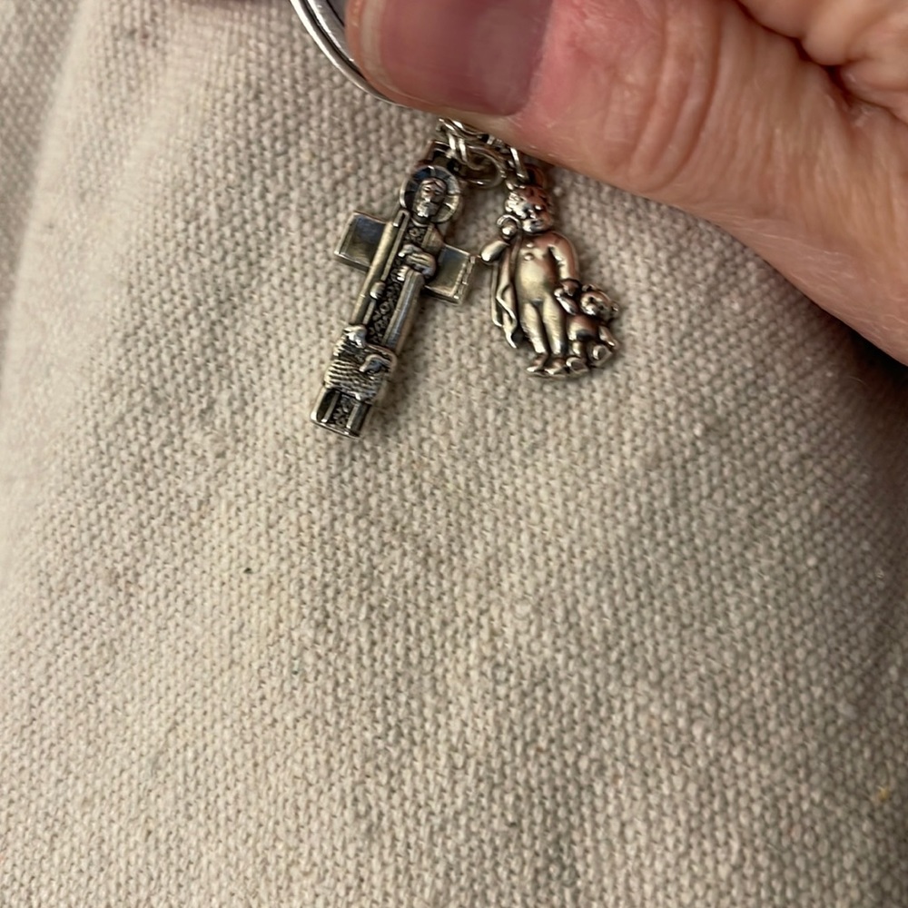 James Avery charms: little boy with blanket and cross with lamb.